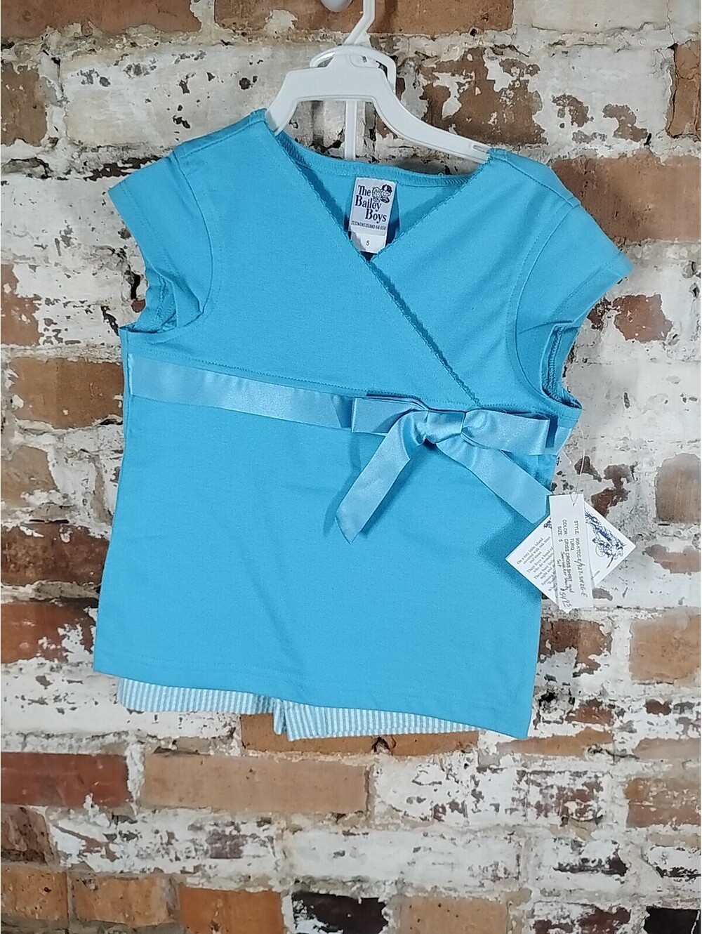 Y2K NWT The Bailey Boys 2pc Blue Ribbon Top & Striped Pants Girls Set 5